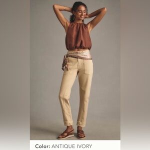 The Wanderer Pilcro Antique Ivory mid-rise relaxed leg Jeans